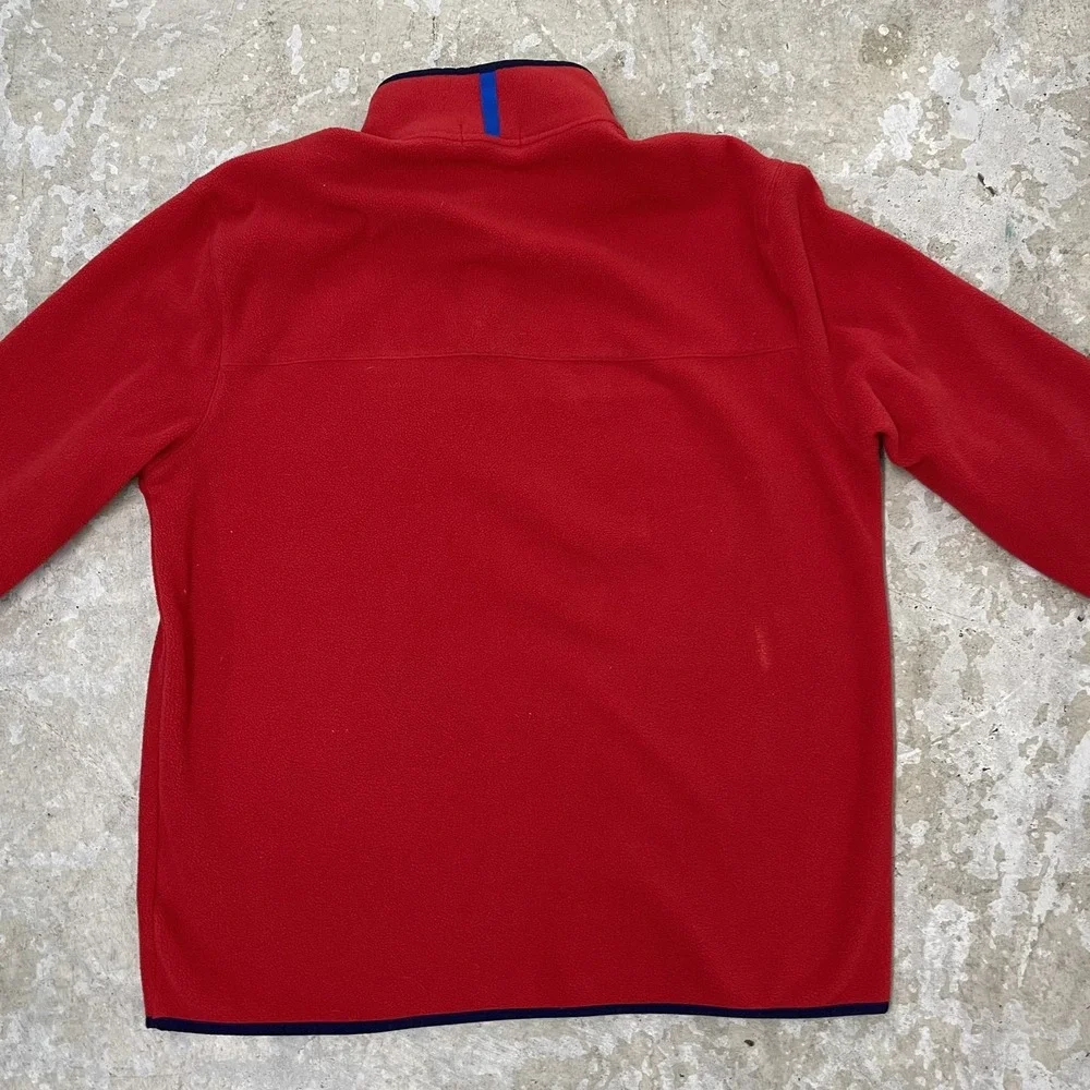 Polo Ralph Lauren Pullover Mens Large Red Fleece‎ Blue Pocket Snap Up Sweater